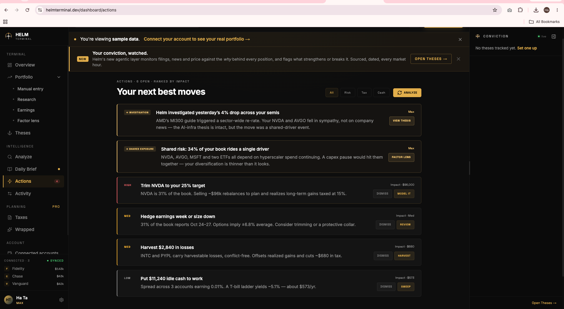 Helm actions inbox
